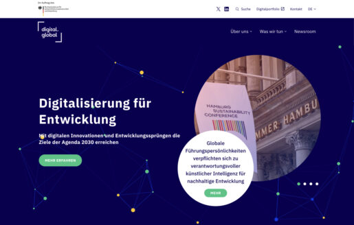 Desktop screenshot of the bmz-digital.global website.