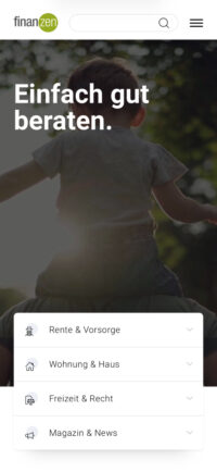 Mobile Screenshot of the Finanzen website.