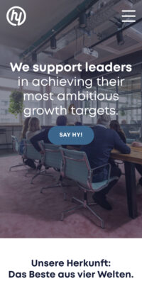 Mobile screenshot of the hy.co website.