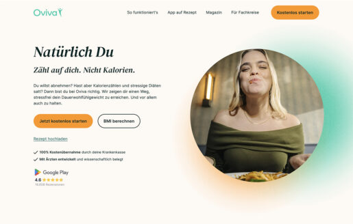 Desktop screenshot of the Oviva homepage.