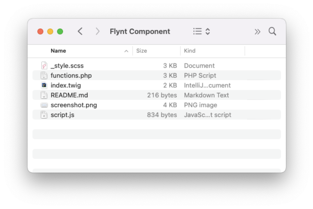 An image showing a flynt component on a mac finder window