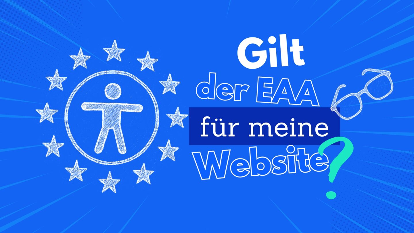 Text asks if the EAA applies to a website, with accessibility and European symbols in the background.